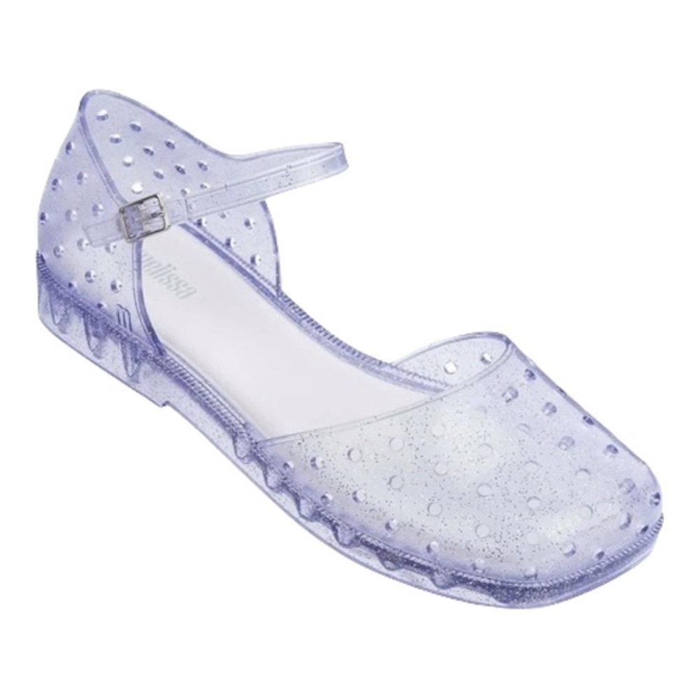 Melissa Women Clear/Silver Furadinha Ad Jelly Flats Size 7 Glitter